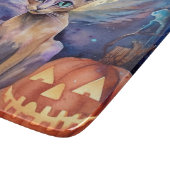 Halloween Abessinerkatze mit Kürbis Beängstigend Schneidebrett (Ecke)