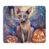 Halloween Abessinerkatze mit Kürbis Beängstigend Schneidebrett (Vorderseite)