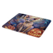 Halloween Abessinerkatze mit Kürbis Beängstigend Schneidebrett (Ecke)