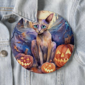 Halloween Abessinerkatze mit Pumpkins Beängstigend Button (Beispiel)