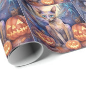 Halloween Abessinerkatze mit Pumpkins Beängstigend Geschenkpapier (Rolleneckpunkt)