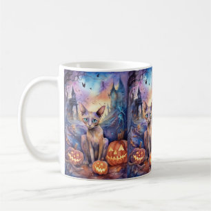 Halloween Abessinerkatze mit Pumpkins Beängstigend Kaffeetasse