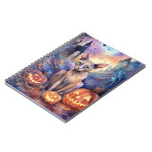 Halloween Abessinerkatze mit Pumpkins Beängstigend Notizblock (Linke Seite)