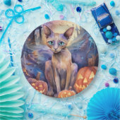 Halloween Abessinerkatze mit Pumpkins Beängstigend Pappteller (Party)