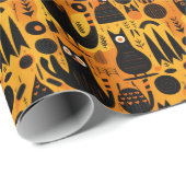 Halloween Abstrakt Black Cat Geschenkpapier (Rolleneckpunkt)