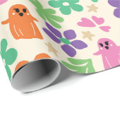 Halloween Abstrakte Florals Stars Geschenkpapier (Rolleneckpunkt)