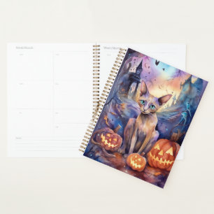 Halloween Abyssinikatze mit Pumpkins Planer