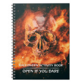 Halloween Activity Book. Flaming skull in space Notizblock (Vorderseite)