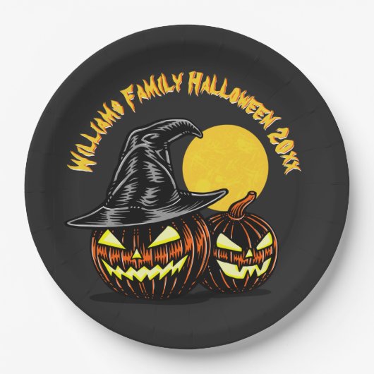 Halloween Add Family Name Year Anpassen 9" Pappteller (Vorderseite)
