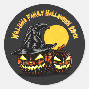 Halloween Add Family Name Year anpassen Runder Aufkleber