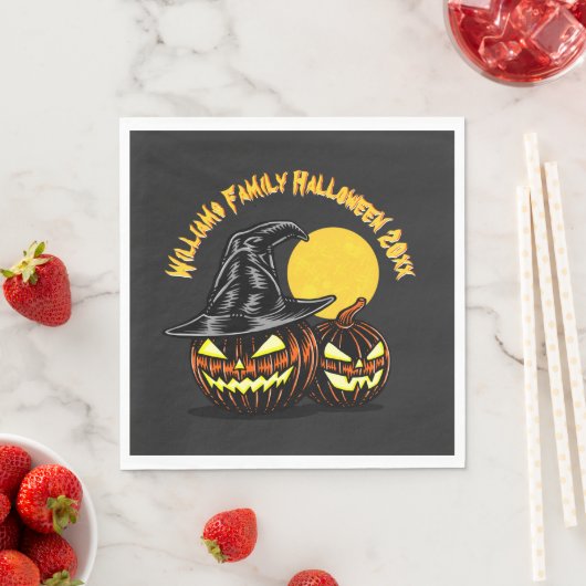 Halloween Add Family Name Year anpassen Serviette (Beispiel)