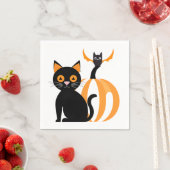 Halloween Adorable Black Cat Pumpkin und Bat Serviette (Beispiel)
