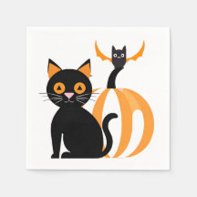 Halloween Adorable Black Cat Pumpkin und Bat