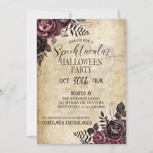 Halloween, Adult Halloween, Kostüm-Party, Kostüm Einladung (Vorderseite)