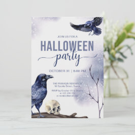 Halloween Adult Party Watercolor Gothic Raven Einladung