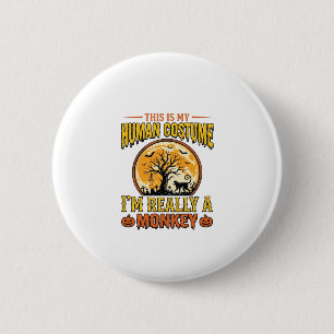 Halloween-Affen-Kostüm Vintage-Shirt-Design_1 Button