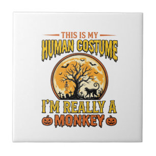 Halloween-Affen-Kostüm Vintage-Shirt-Design_1 Fliese