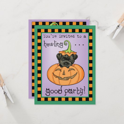 Halloween Affenpinscher Einladung (Vorderseite/Rückseite Beispiel)