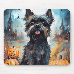 Halloween Affenpinscher mit Kürbissen Gruselig Mousepad