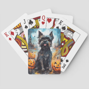 Halloween Affenpinscher mit Kürbissen Gruselig Spielkarten