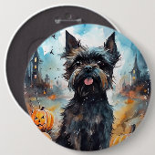 Halloween Affenpinscher mit Pumpkins Beängstigend Button (Vorne & Hinten)
