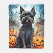 Halloween Affenpinscher mit Pumpkins Beängstigend Fleecedecke (Vorderseite)
