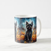 Halloween Affenpinscher mit Pumpkins Beängstigend Kaffeetasse (VorderseiteRechts)