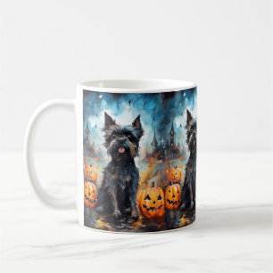 Halloween Affenpinscher mit Pumpkins Beängstigend Kaffeetasse