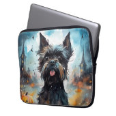 Halloween Affenpinscher mit Pumpkins Beängstigend Laptopschutzhülle (Vorderseite Links)