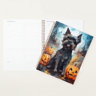 Halloween Affenpinscher mit Pumpkins Beängstigend Planer