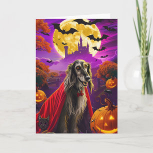 Halloween Afghan Hound Vampire Pumpkins Beängstige Karte