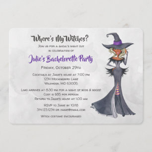 Halloween African America Hexe Junggeselinnen-Absc Einladung