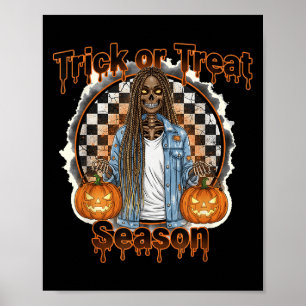 Halloween Afroamerikanischer Skelett-Saison-Kürbis Poster