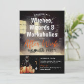 Halloween After-Work-Party Black Cat Pumpkin Black Einladung (Stehend Vorderseite)