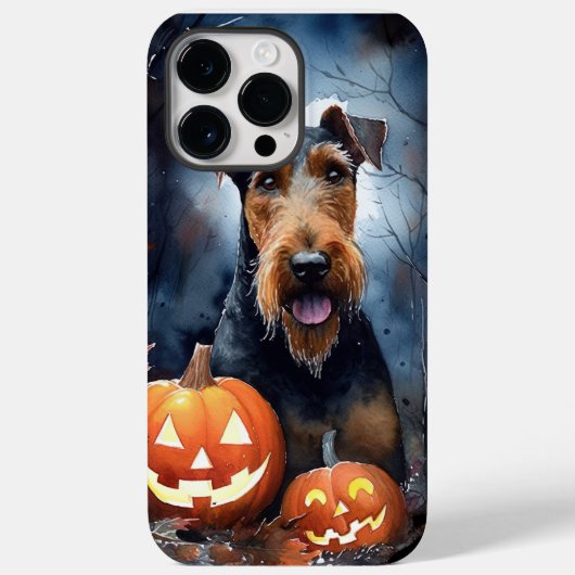 Halloween Airedale mit Pumpkins Beängstigend Case-Mate iPhone Hülle (Rückseite)