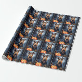 Halloween Airedale mit Pumpkins Beängstigend Geschenkpapier (Ungerollt)