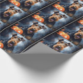 Halloween Airedale mit Pumpkins Beängstigend Geschenkpapier (Ecke)