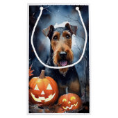 Halloween Airedale mit Pumpkins Beängstigend Kleine Geschenktüte (Rückseite)