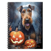 Halloween Airedale mit Pumpkins Beängstigend Notizblock (Vorderseite)