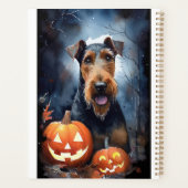 Halloween Airedale mit Pumpkins Beängstigend Planer (Rückseite)