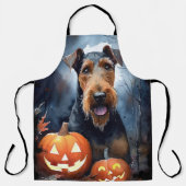 Halloween Airedale mit Pumpkins Beängstigend Schürze (Vorderseite)