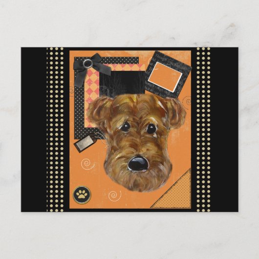 HALLOWEEN AIREDALE POSTKARTE (Vorderseite)