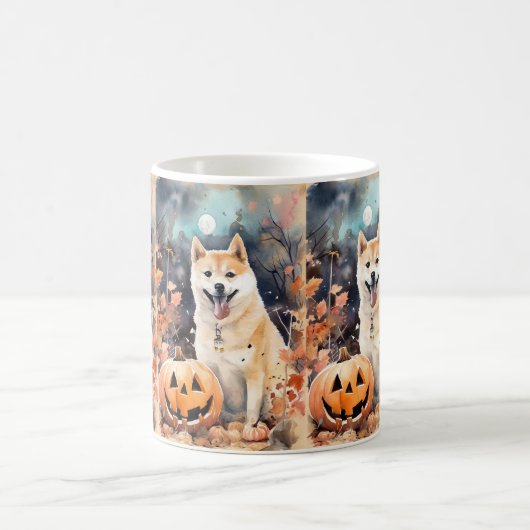 Halloween Akita mit Pumpkins Beängstigend Kaffeetasse (Mittel)
