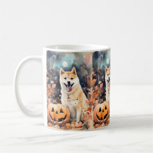 Halloween Akita mit Pumpkins Beängstigend Kaffeetasse