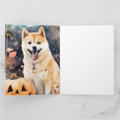 Halloween Akita mit Pumpkins Beängstigend Karte (Innenseite)