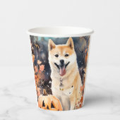 Halloween Akita mit Pumpkins Beängstigend Pappbecher (Rückseite)