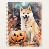 Halloween Akita mit Pumpkins Beängstigend Planer (Vorderseite)