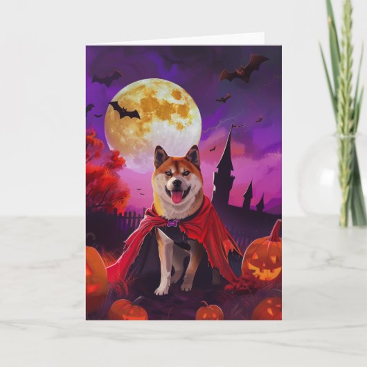 Halloween Akita Vampire Pumpkins Beängstigend Karte (Vorderseite)