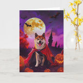 Halloween Akita Vampire Pumpkins Beängstigend Karte (Gelbe Blume)