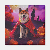 Halloween Akita Vampire Pumpkins Beängstigend Magnet (Vorne)